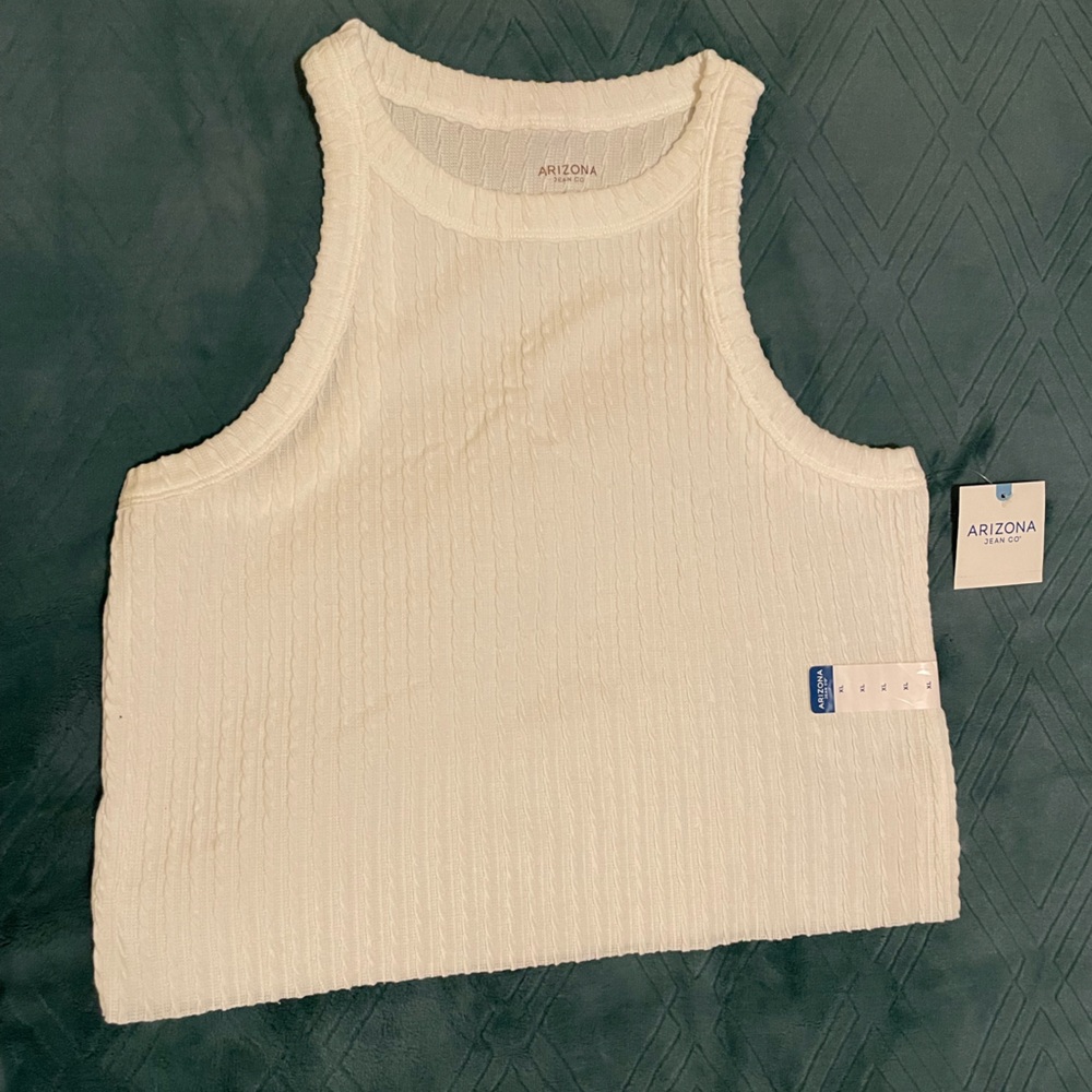 Arizona White Cropped Rib Knit Top